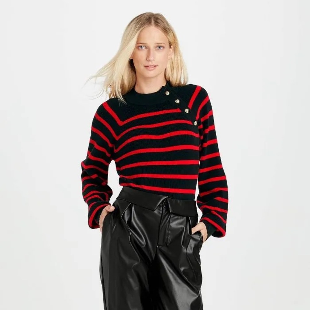 Who What Wear Red Striped Crewneck Pullover Sweater Size Small